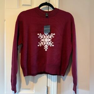 Arden B Women’s Maroon Sweater with Snowflake